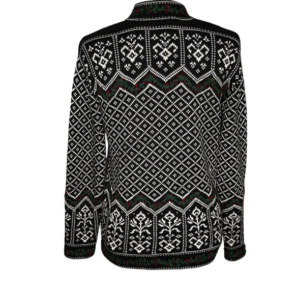 Vintage 90s Talbots Fair Isle Nordic Sweater Black White Small - Picture 6 of 12